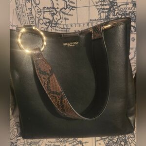 Luella Grey London Bucket Shoulder Bag EUC with hammered metal & Python Strap